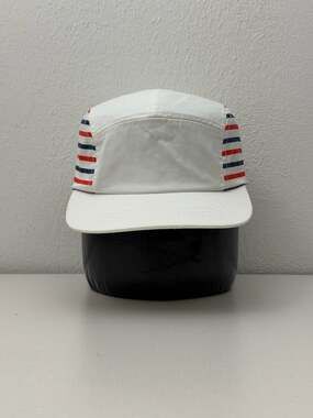Undefeated 5-Panel Camp Hat with Red and Blue Striped Accents